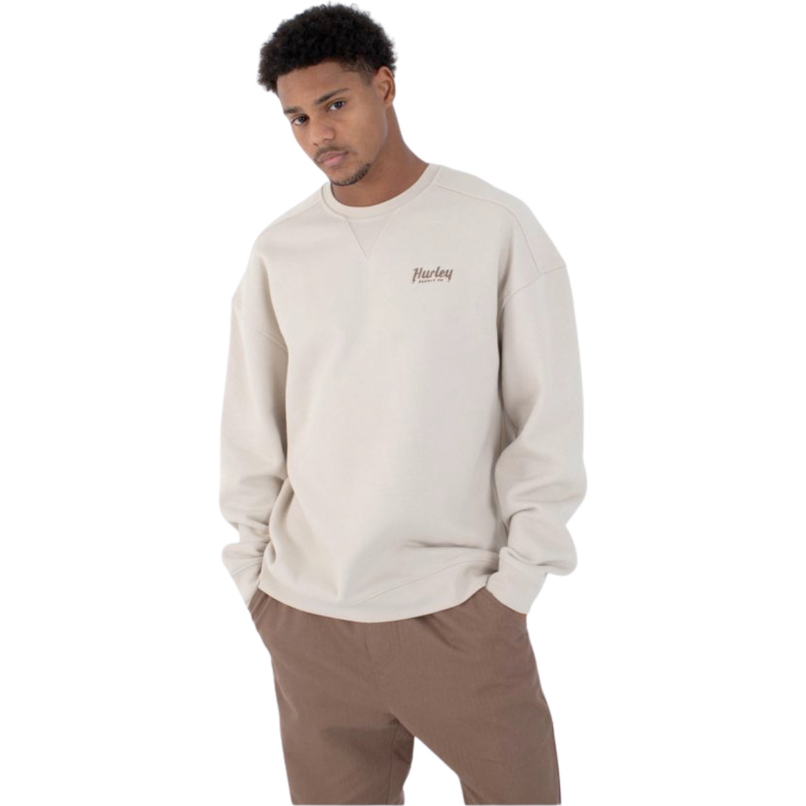 2026 Hurley Hommes Sweat-shirt Ironclad Heavyweight Crew HFA25MMFT04670 - Beige